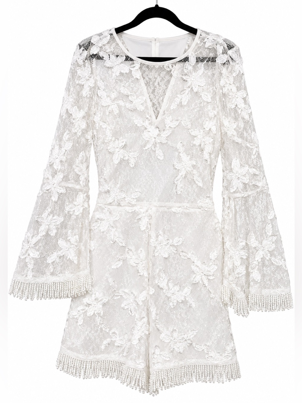 Boston Proper White Floral Lace Embroidered Romper Jumpsuit